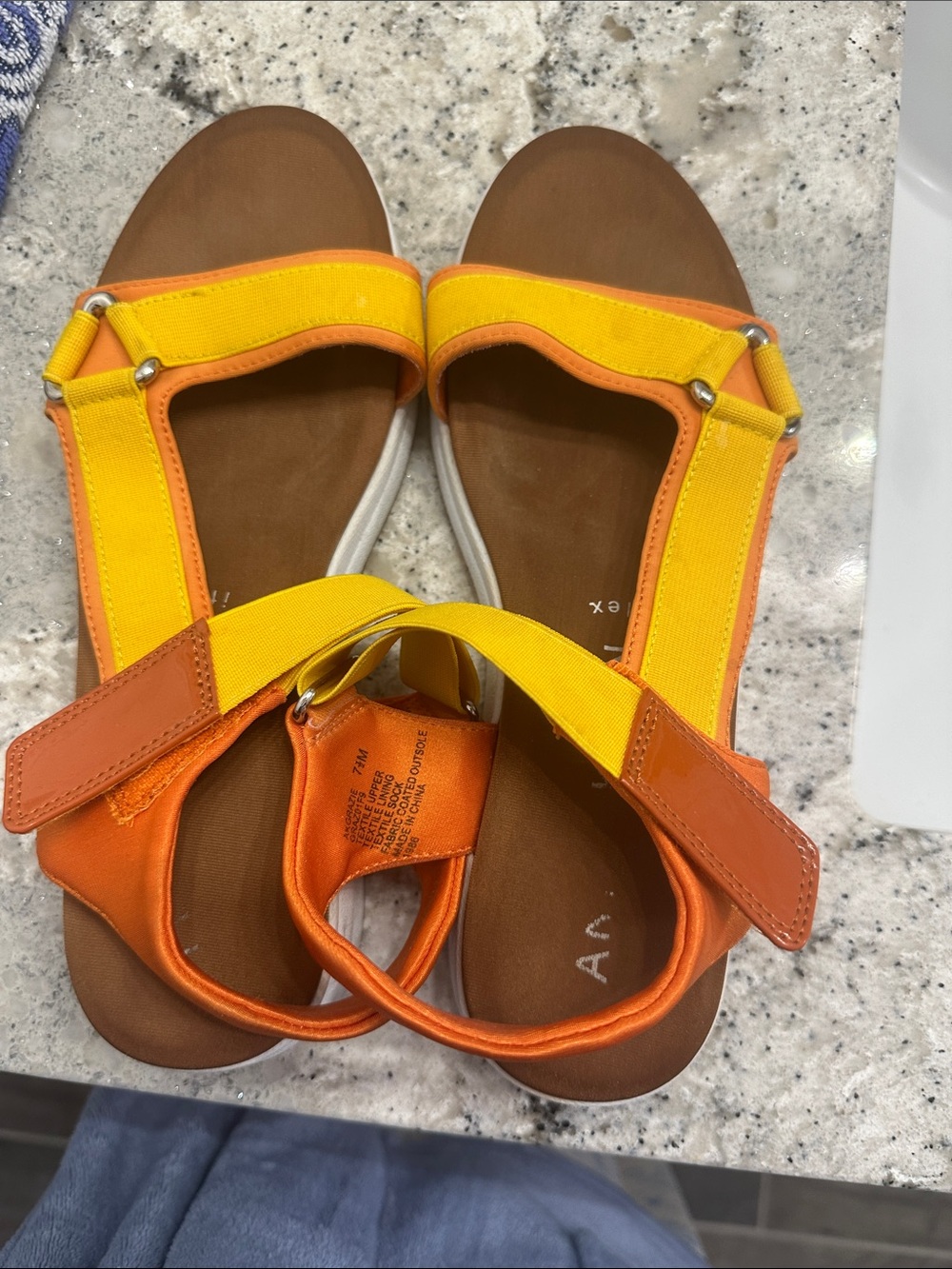 Anne Klein Yellow and Orange Strappy Sandal - Picture 2 of 4